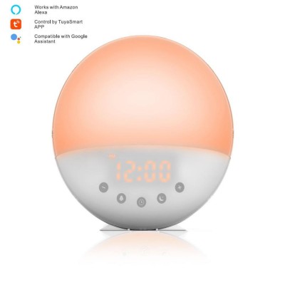 LED Wake-Up Light Therapy Lamp,WiFi, App, Voice Controlled, Compatible with Alexa & Google Home Assistant