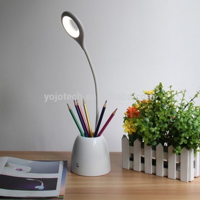 Flexible USB Touch Dimmer gooseneck reading light with Decor Plant Pencil Holder Reading Light For Kids BedRoom,Student