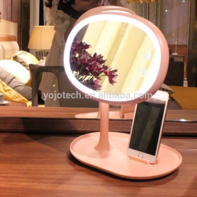 Cordless lighted makeup mirror with Smart Touch Screen & Adjustable LED Table Reading Lamp