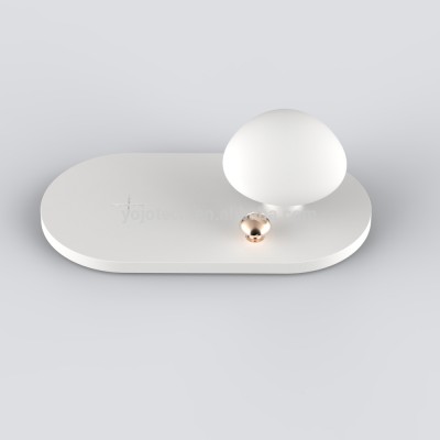 Dimmable Soft Silicone LED Mushroom Night Light with QI Wireless Charging Pad for Smartphones