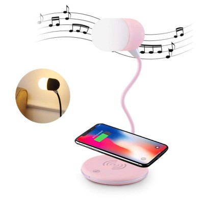 LED Multi Function Table Lamp, Wireless Charging Speaker Foldable Desktop Light for Home