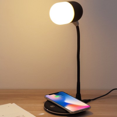 LED Bedside Lamp Touch Sensor Night Light with Speaker & Wireless Charger